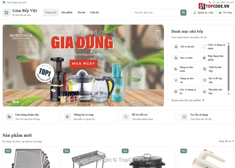 Website bán đồ dùng,Web bán đồ dùng nhà bếp,Website đồ nhà bếp